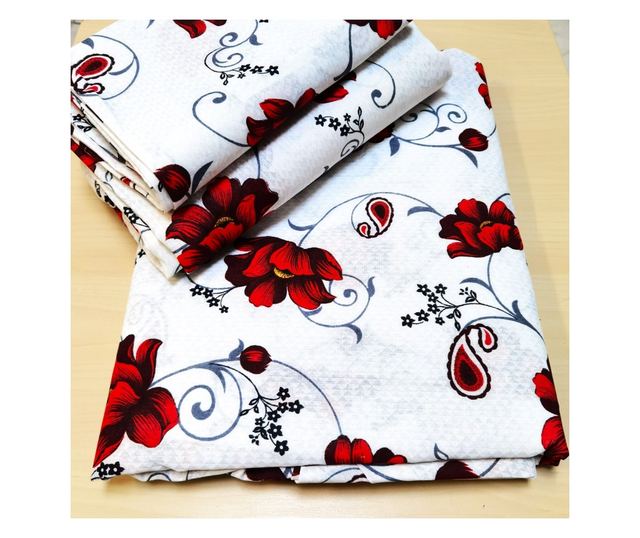 4 részes ágynemű, 2 személyes, klasszikus sima szövet, 100% pamut, virágmintás - 03