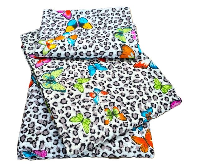 4 részes ágynemű, 2 személyes, klasszikus sima szövet, 100% pamut, pillangó dekoráció - 12