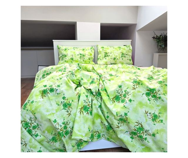 4 részes ágynemű, 2 személyes, klasszikus sima szövésű, 100% pamut, virágmintás - 16