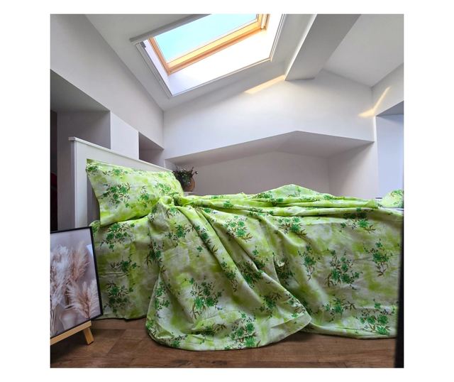 4 részes ágynemű, 2 személyes, klasszikus sima szövésű, 100% pamut, virágmintás - 16