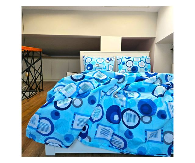 4 részes ágynemű, 2 személyes, klasszikus sima szövésű, 100% pamut, geometrikus mintázatú- 20