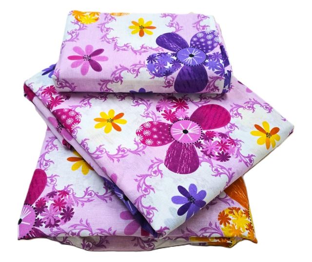 4 részes ágynemű, 2 személyes, klasszikus sima szövet, 100% pamut, virágmintás - 21