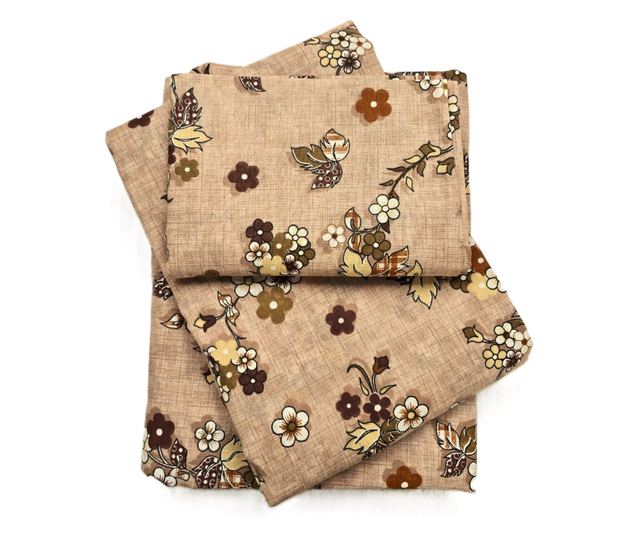 4 részes ágynemű garnitúra, 2 személyes, klasszikus sima szövet, 100% pamut, virágos dekor - 24