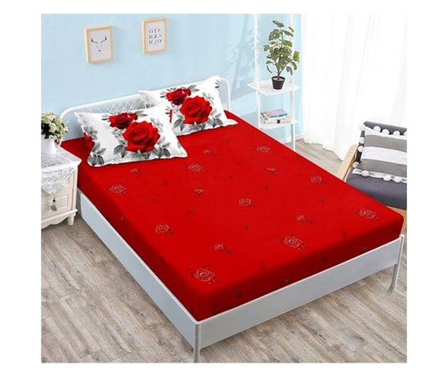 6 részes vastag finet ágynemű rugalmas lepedővel, XXL - Virágmintás, YoYo, 17