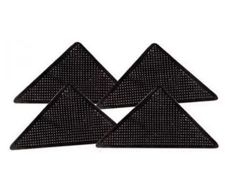 Set 4 benzi antiderapante pentru covor, Gonga® Negru