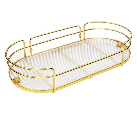 Метална етажерка Pufo Luxury за баня и кухня - Органайзер за плот или стена, 30.5 x 14.5 см, златист