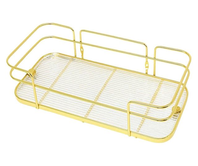 Pufo Luxury Arany Polc Fürdőszobába és Konyhába - Szervező Tartó Pultra vagy Falra, 31 x 14 cm, Arany