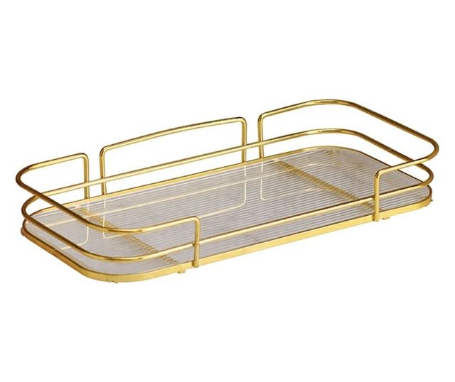 Pufo Luxury Arany Polc Fürdőszobába és Konyhába - Szervező Tartó Pultra vagy Falra, 31 x 14 cm, Arany