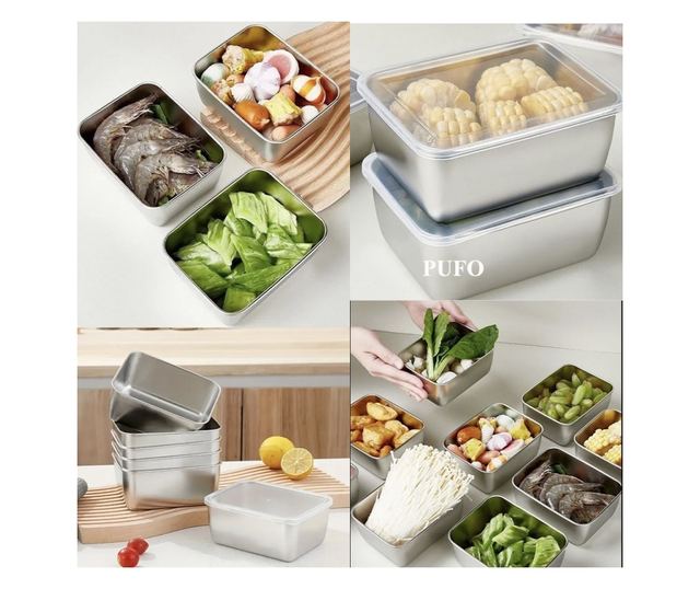 Pufo Chef rozsdamentes acél gastronorm edény fedővel élelmiszertároláshoz, ideális cateringhez, éttermekhez, gyorséttermekhez, 3