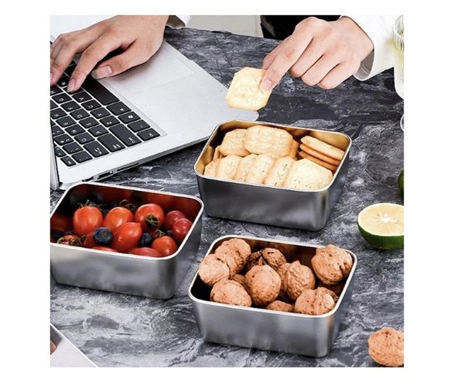 Pufo Chef rozsdamentes acél gastronorm edény fedővel élelmiszertároláshoz, ideális cateringhez, éttermekhez, gyorséttermekhez, 3