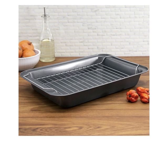 Pufo Sütőforma Levehető Rácsozattal - Ideális Sült Húsokhoz, Csirkéhez, Sült Zöldségekhez és Egészséges Otthoni Főzéshez, 37,5 x