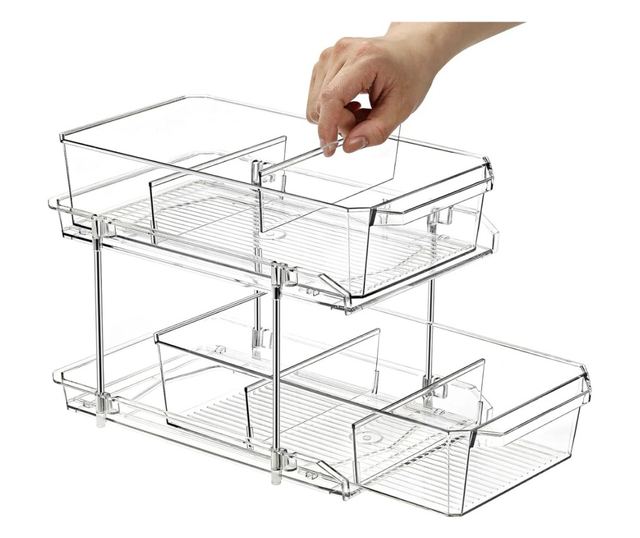 Többfunkciós tároló 2 szinttel, 32 x 18,5 x 23 cm, 9L – Tárolódoboz gyors hozzáféréssel otthonra és irodába