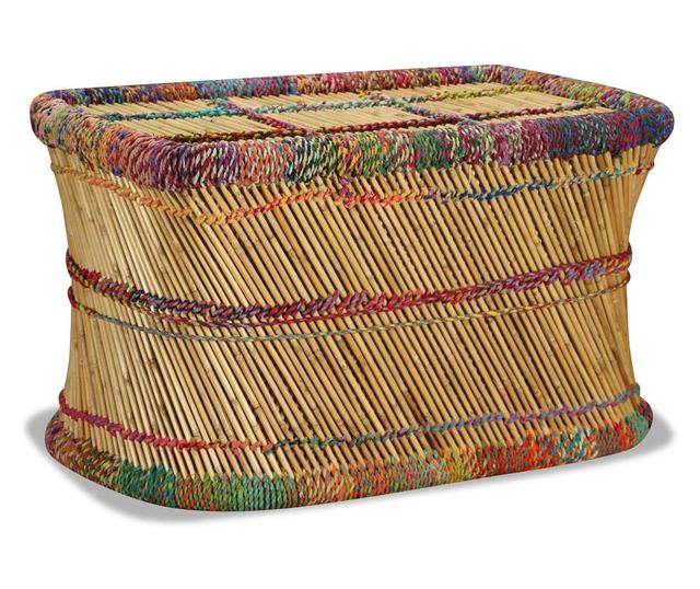 Stolić za kavu s chindi detaljima, višebojni, bambus