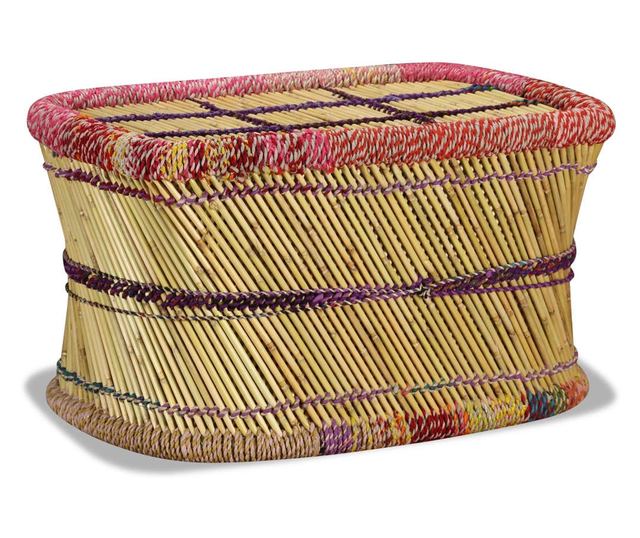 Stolić za kavu s chindi detaljima, višebojni, bambus