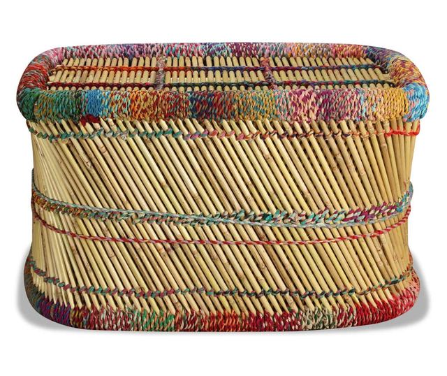 Stolić za kavu s chindi detaljima, višebojni, bambus