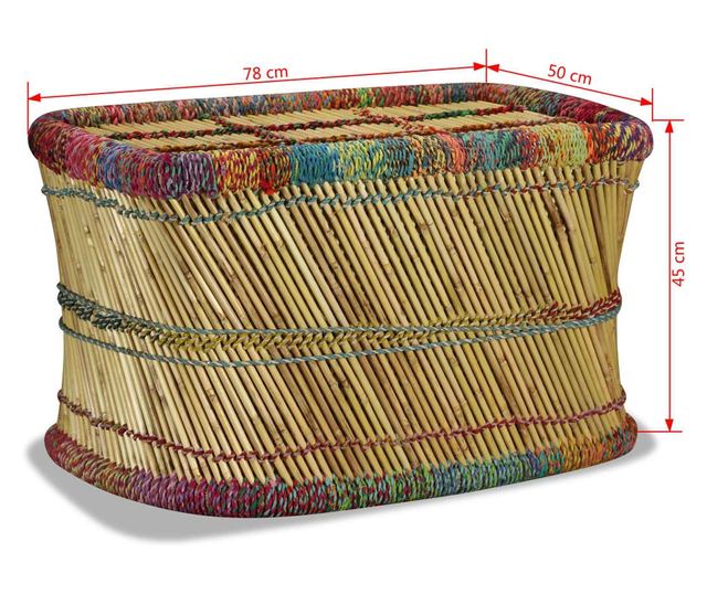 Stolić za kavu s chindi detaljima, višebojni, bambus