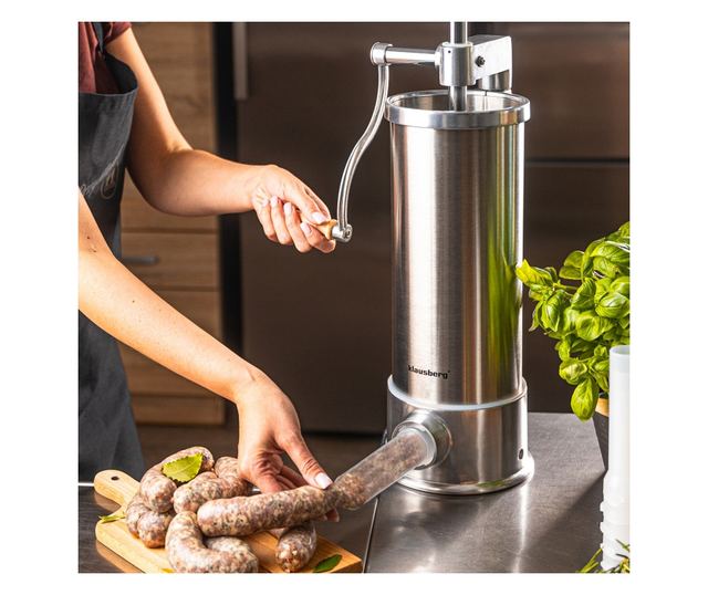 Klausberg KB 7927 kolbásztöltő gép, 5 kg, kézi, 14-35 mm, 6 tölcsér, rozsdamentes acél