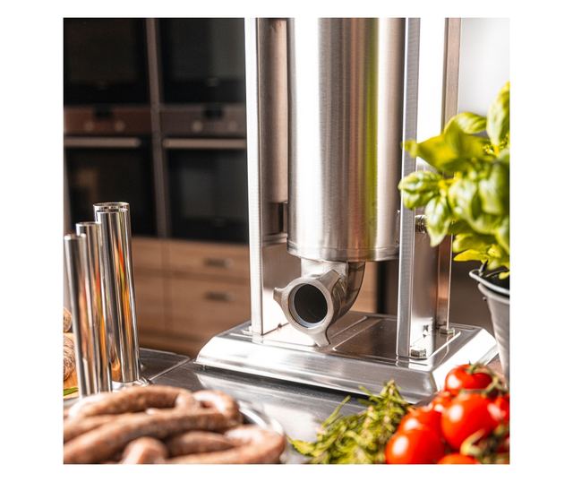 Klausberg KB 7930 Kolbásztöltő, 5kg, Manuális, 4 Rozsdamentes Acél Tölcsér, Légtelenítő Szelep, Kivehető Henger