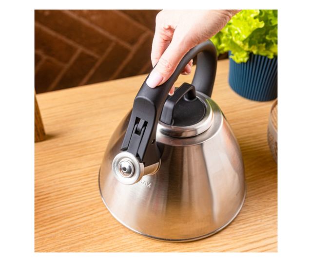 Klausberg KB 7951 fütyülős vízforraló, 2,5 l, rozsdamentes acél, hőszigetelt fogantyú, indukciós, matt rozsdamentes acél