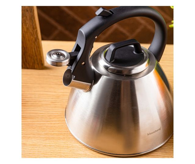 Klausberg KB 7951 fütyülős vízforraló, 2,5 l, rozsdamentes acél, hőszigetelt fogantyú, indukciós, matt rozsdamentes acél