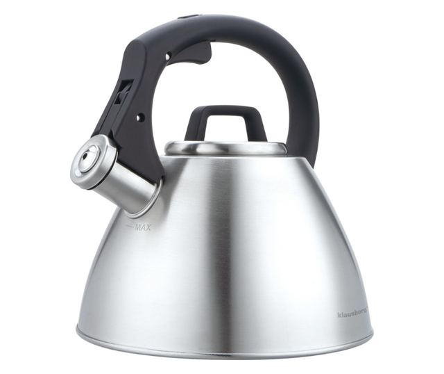 Klausberg KB 7951 fütyülős vízforraló, 2,5 l, rozsdamentes acél, hőszigetelt fogantyú, indukciós, matt rozsdamentes acél
