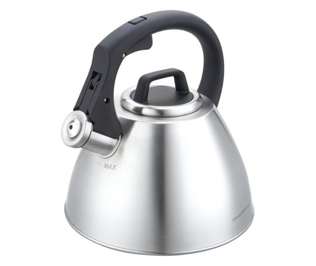 Klausberg KB 7951 fütyülős vízforraló, 2,5 l, rozsdamentes acél, hőszigetelt fogantyú, indukciós, matt rozsdamentes acél