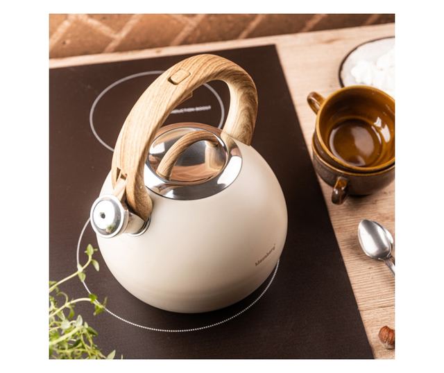 Klausberg KB 7956 fütyülős vízforraló, 3l, hőszigetelt fogantyú, többrétegű alj, indukciós, bézs