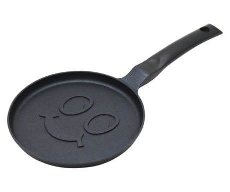 Klausberg KB 7971 Tavă pentru clătite, 18 cm, Fund embosat cu zâmbet, Înveliș antiaderent, Fără PFOA, Inducție, Negru