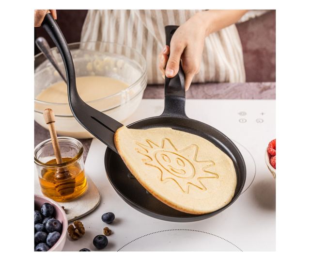 Klausberg KB 7972 Palacsintasütő, 18 cm, Napdombornyomott Alj, Tapadásmentes Bevonat, PFOA-mentes, Indukciós, Fekete