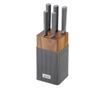 Klausberg KB 7982 késkészlet, 6 darabos, rozsdamentes acél, akácfa állvány, grafit/barna