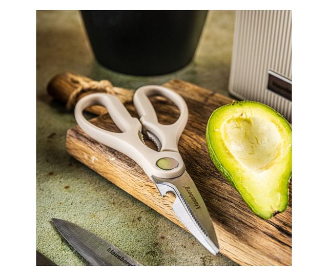 Klausberg KB 7984 késkészlet, 8 darabos, rozsdamentes acél, hegyező, akácfa állvány, bézs/fa