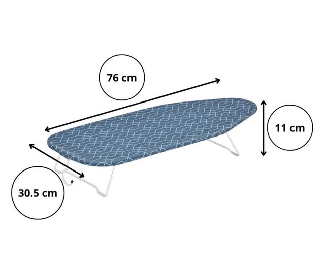 Kinghoff KH 1936 vasalódeszka, 76x30,5 cm, összecsukható, akasztó, kék