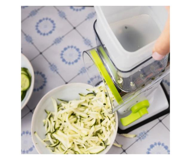 Kinghoff KH 1960 kézi reszelő 3 cserélhető tartozékkal, rozsdamentes acél, fehér/zöld