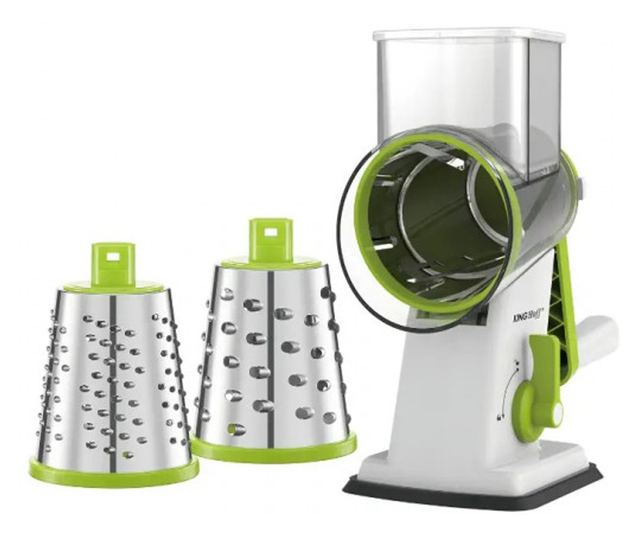 Kinghoff KH 1960 kézi reszelő 3 cserélhető tartozékkal, rozsdamentes acél, fehér/zöld