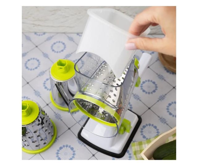 Kinghoff KH 1960 kézi reszelő 3 cserélhető tartozékkal, rozsdamentes acél, fehér/zöld