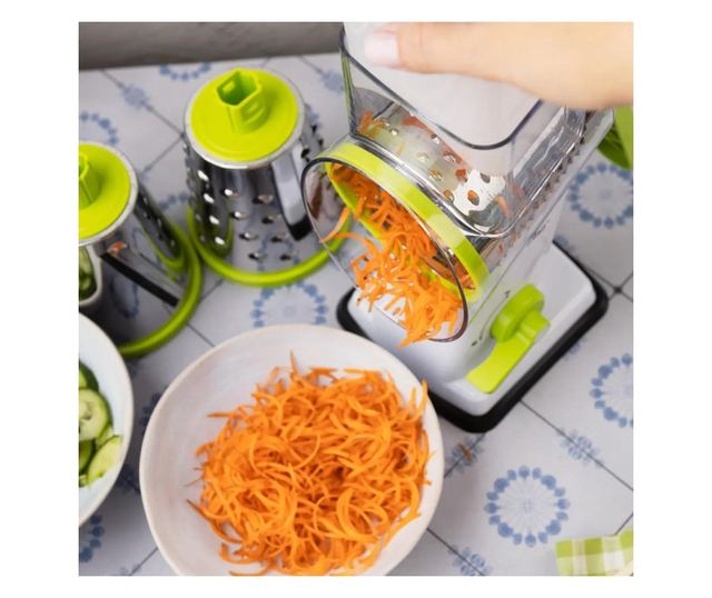 Kinghoff KH 1960 kézi reszelő 3 cserélhető tartozékkal, rozsdamentes acél, fehér/zöld