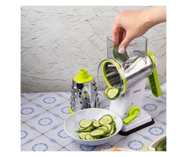 Kinghoff KH 1960 kézi reszelő 3 cserélhető tartozékkal, rozsdamentes acél, fehér/zöld