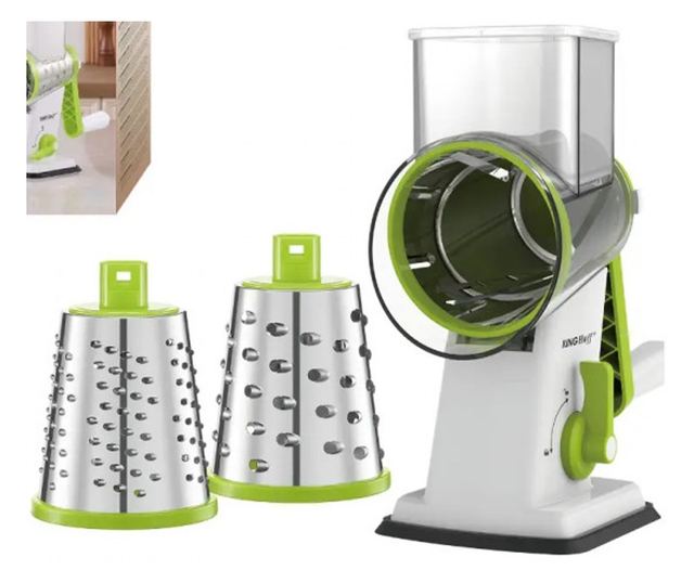 Kinghoff KH 1960 kézi reszelő 3 cserélhető tartozékkal, rozsdamentes acél, fehér/zöld