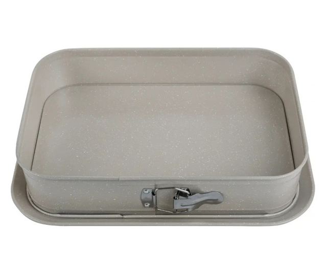 Kinghoff KH 1978 Lehajtható aljú sütőforma, 39x29x7,5 cm, Márvány felület, Bézs