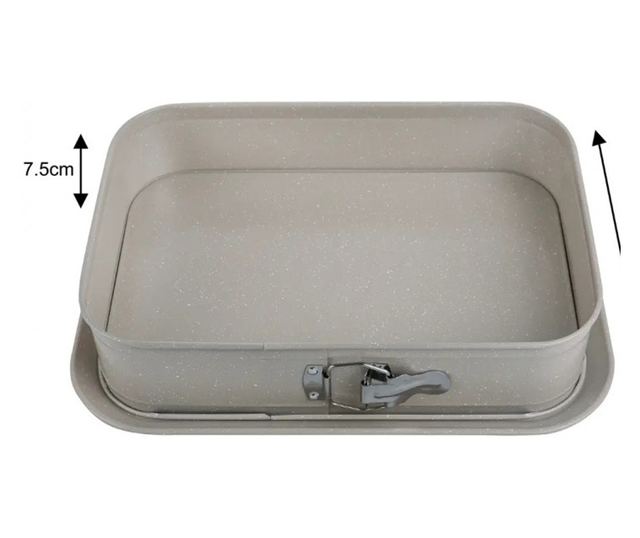 Kinghoff KH 1978 Lehajtható aljú sütőforma, 39x29x7,5 cm, Márvány felület, Bézs