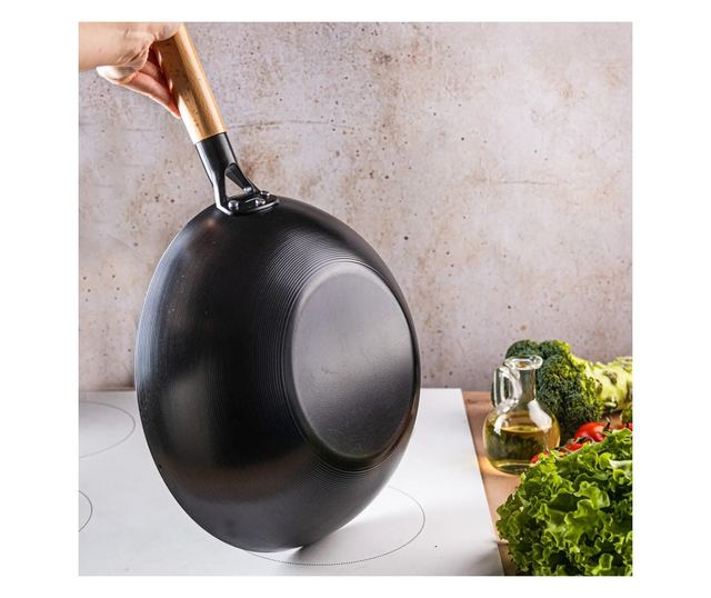 Kinghoff KH 1983 Wok serpenyő, 30 cm, márványbevonat, indukciós, fekete