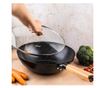 Kinghoff KH 1984 Wok serpenyő, 30 cm, üvegfedél gőzölőnyílással, márvány felület, indukció, fekete