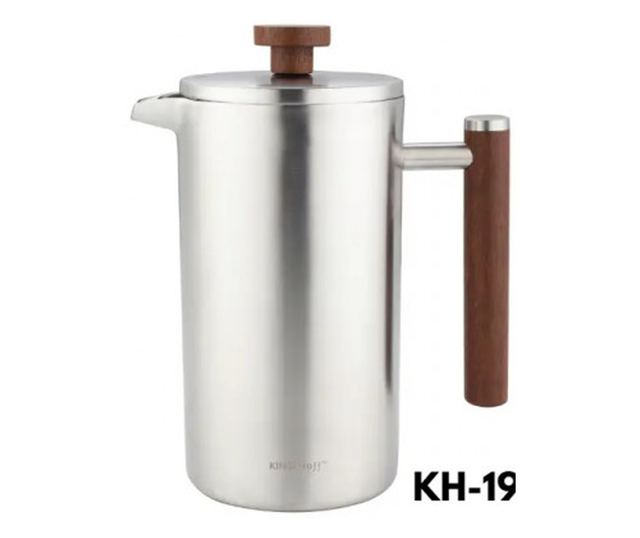 Kinghoff KH 1996 French Press kávéhoz/teához, 1 l, rozsdamentes acél, dupla falú, fekete