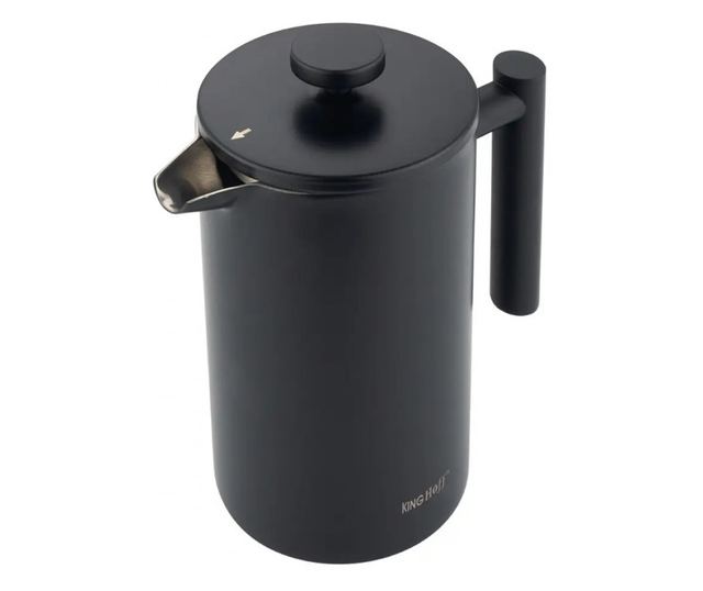 Kinghoff KH 1996 French Press kávéhoz/teához, 1 l, rozsdamentes acél, dupla falú, fekete