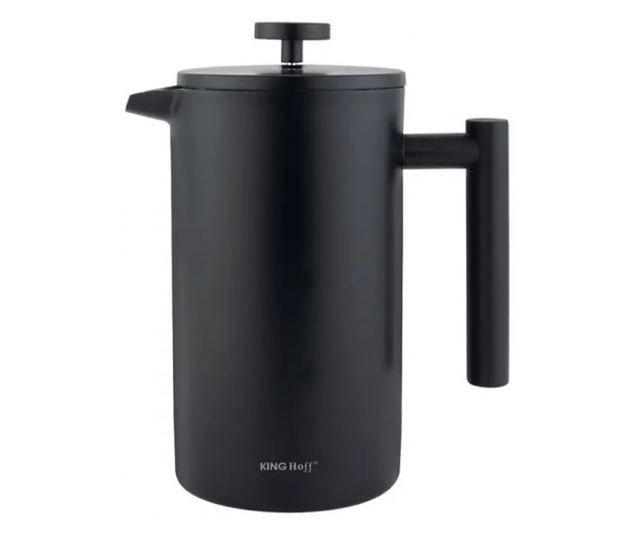 Kinghoff KH 1996 French Press kávéhoz/teához, 1 l, rozsdamentes acél, dupla falú, fekete