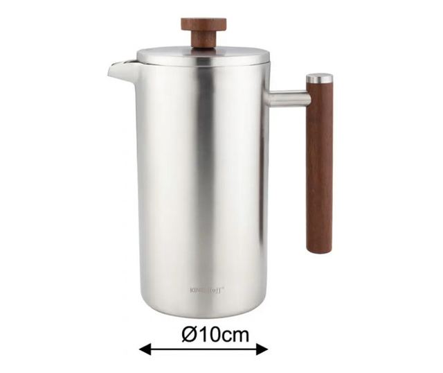Francia prés kávéhoz/teához Kinghoff KH 1995, 1 l, Rozsdamentes acél, Dupla falú, Inox