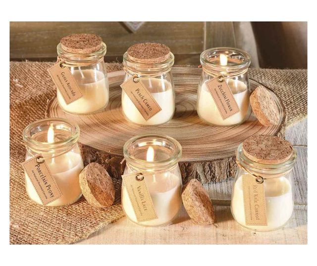 6 db illatosított gyertya szett, 5,5 cm átmérő x 8 cm magasság