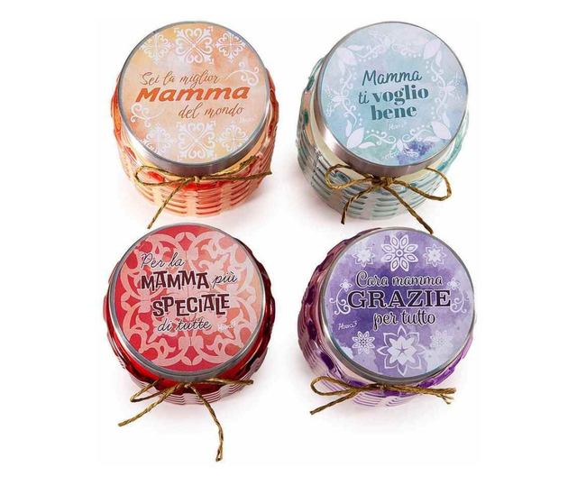 4 db illatos üveggyertya szett (8 cm átmérő x 10 cm magasság)