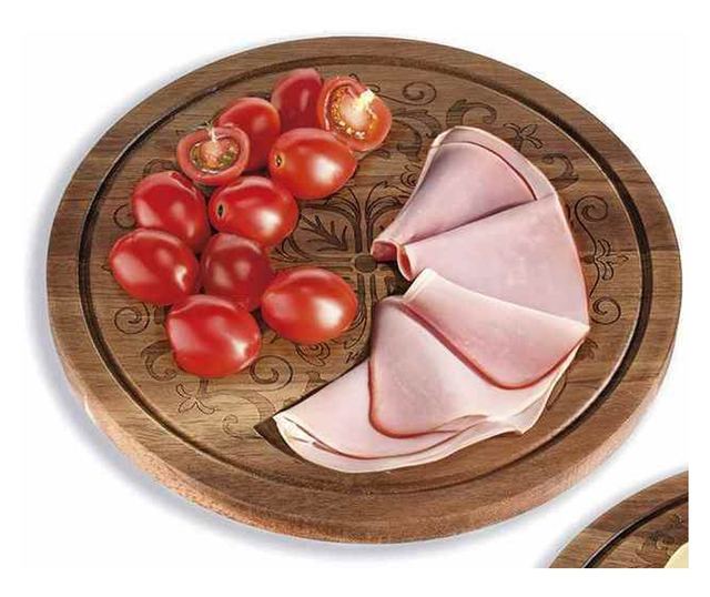 2 db Barna Akácfa Tálaló Tányér Szett, 25 cm Átmérő