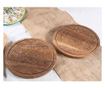 2 db Barna Akácfa Tálaló Tányér Szett, 25 cm Átmérő